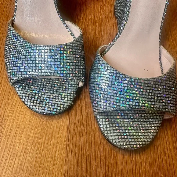 SJP by Sarah Jessica Parker Silver Glitter Boca Wedges size 38/7-7.5 - Picture 7 of 11